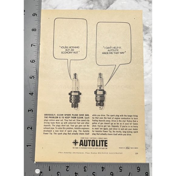 Ford Autolite Spark Plugs Print Ad Vintage 1963 Automotive Repair Car Racing - Picture 2 of 6
